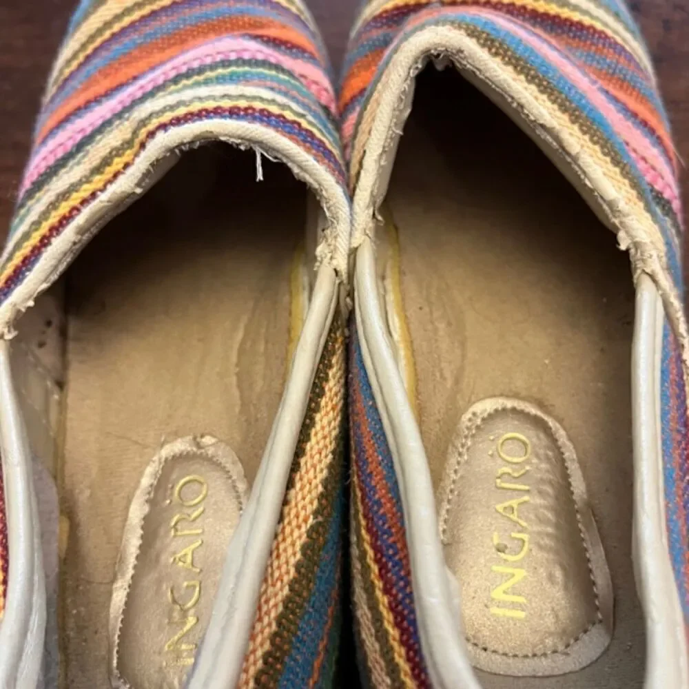 Ingaro Women's Brandy Canvas Clog Slip On Multi Color Stripe Size‎ 6.5